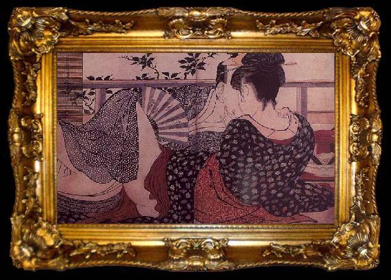 framed  Kitagawa Utamaro Lovers, ta009-2
